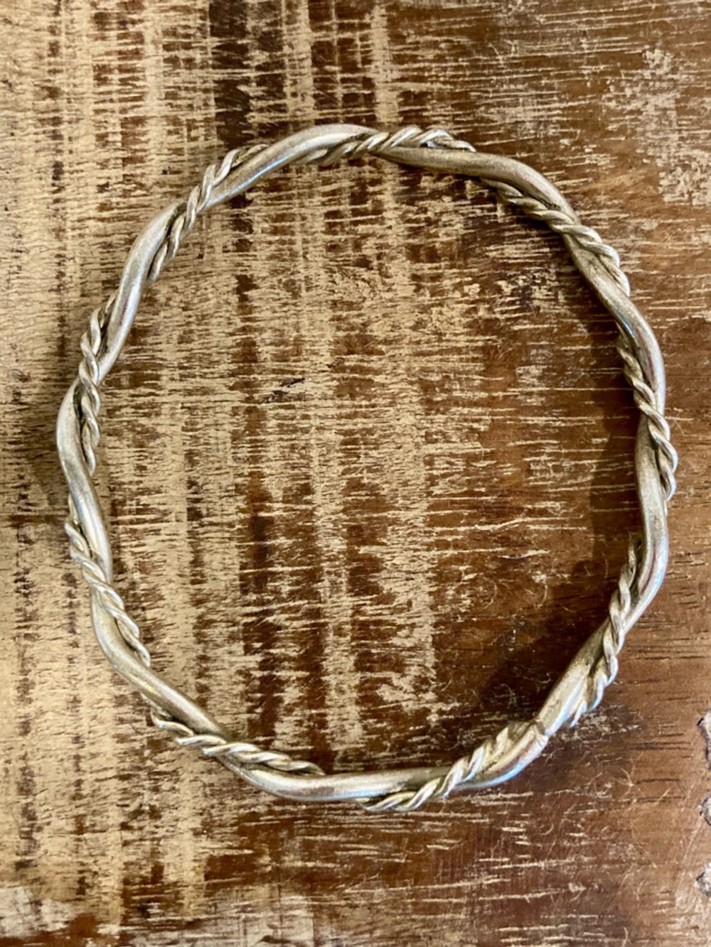 Twisted Wire Bangle Bracelet - Silver Tone - Picture 7 of 11